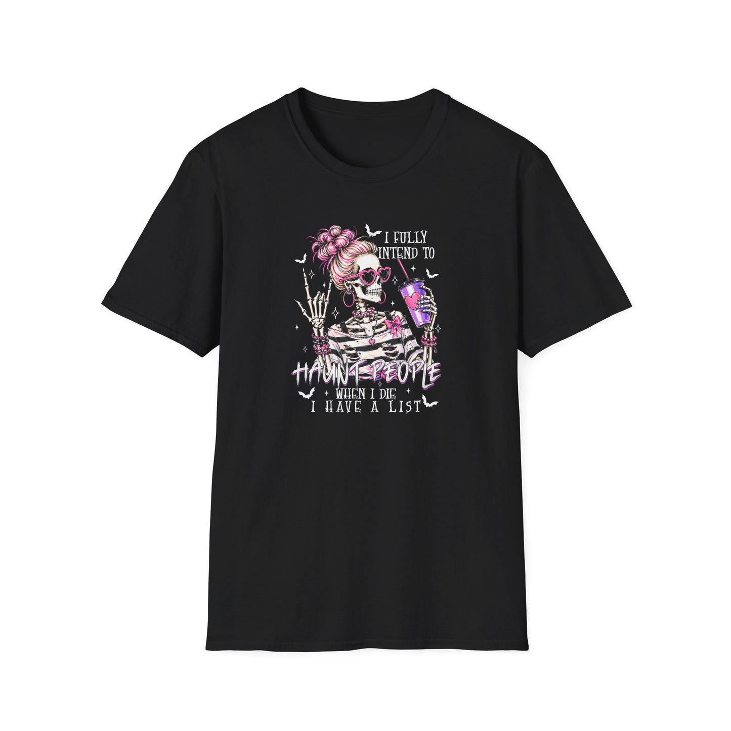 Skeleton Girl Graphic T-Shirt – Cute Skull with Sunglasses & Drink