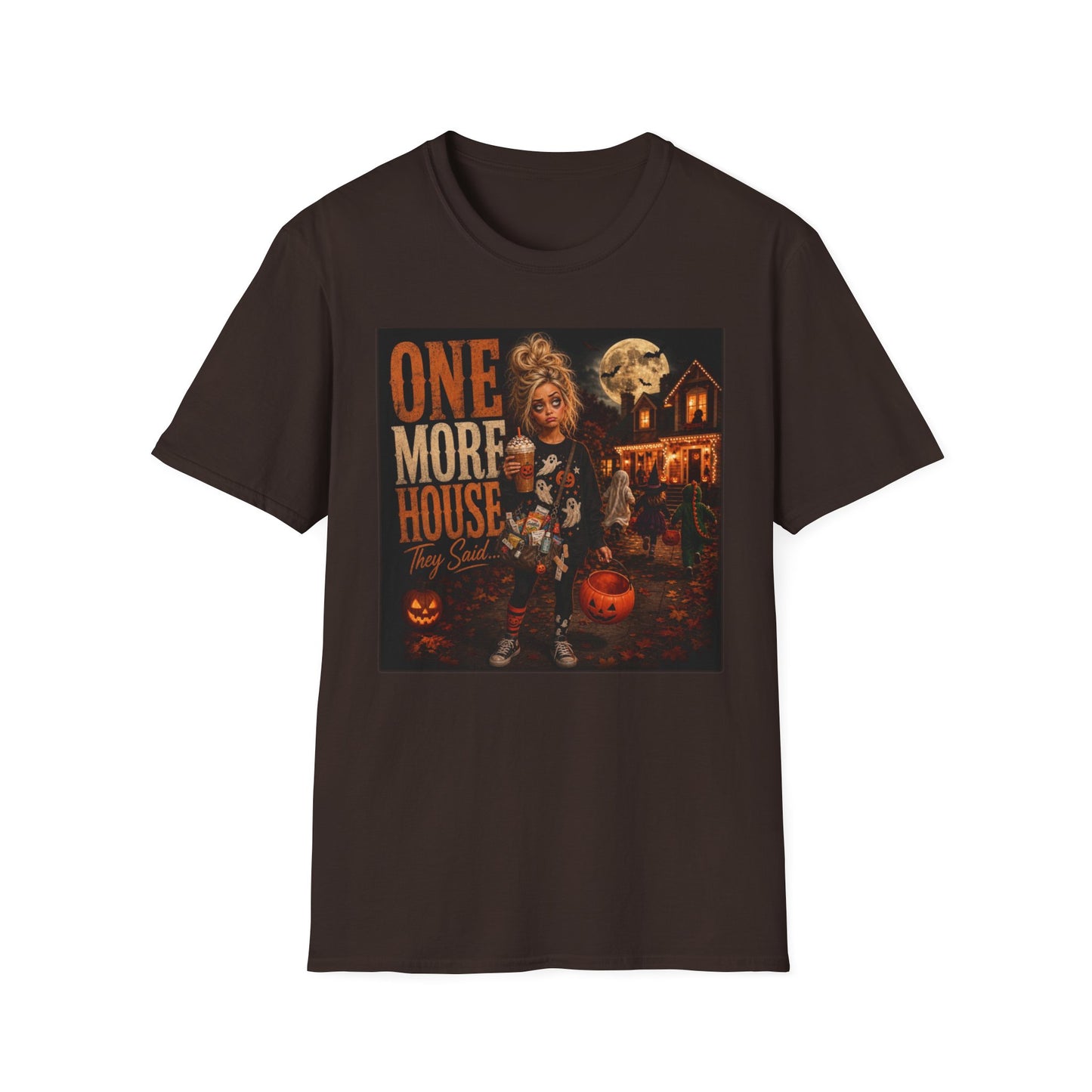 Halloween Tee – "One More House" Spooky Night Graphic T-Shirt