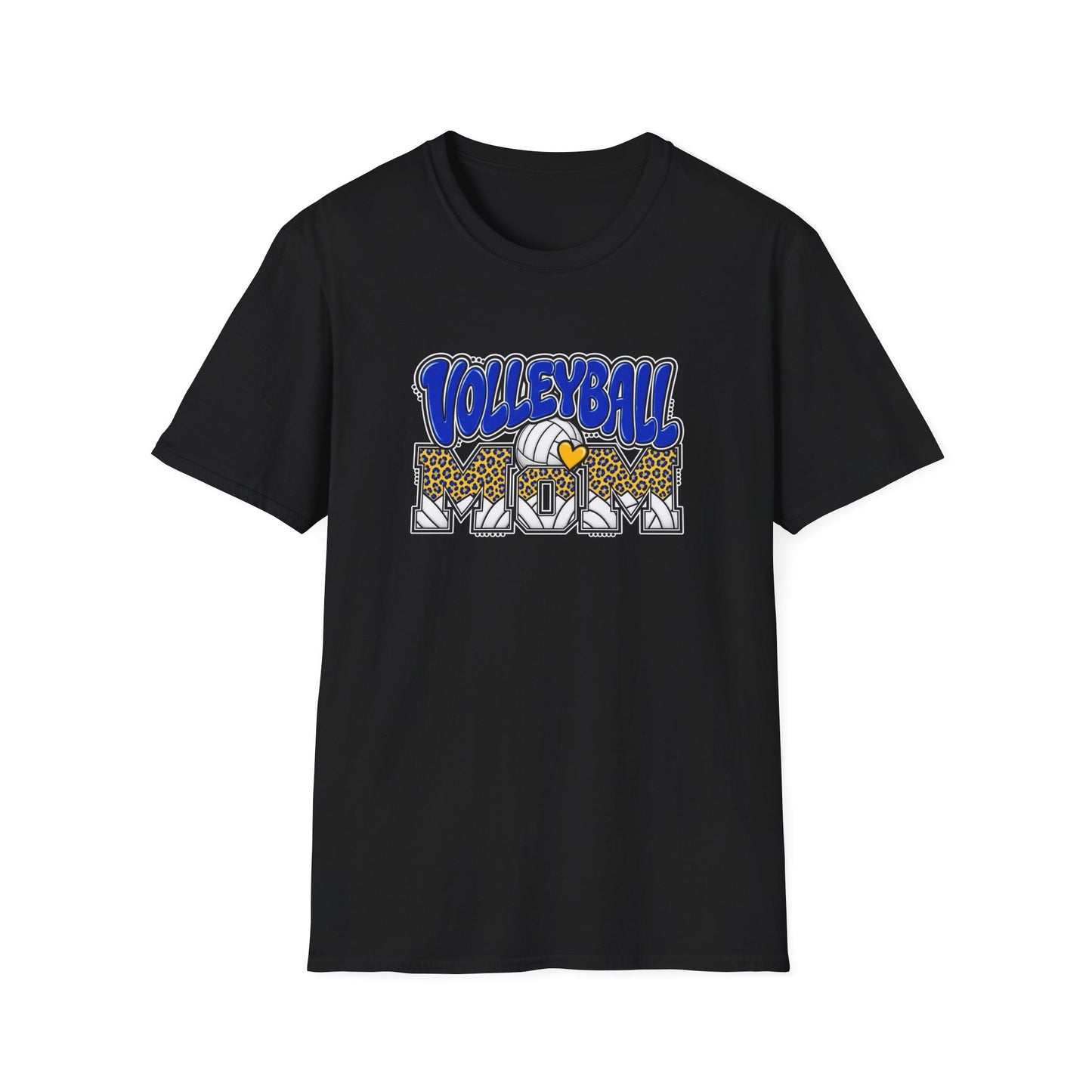 Volleyball Mom Leopard Heart T-Shirt