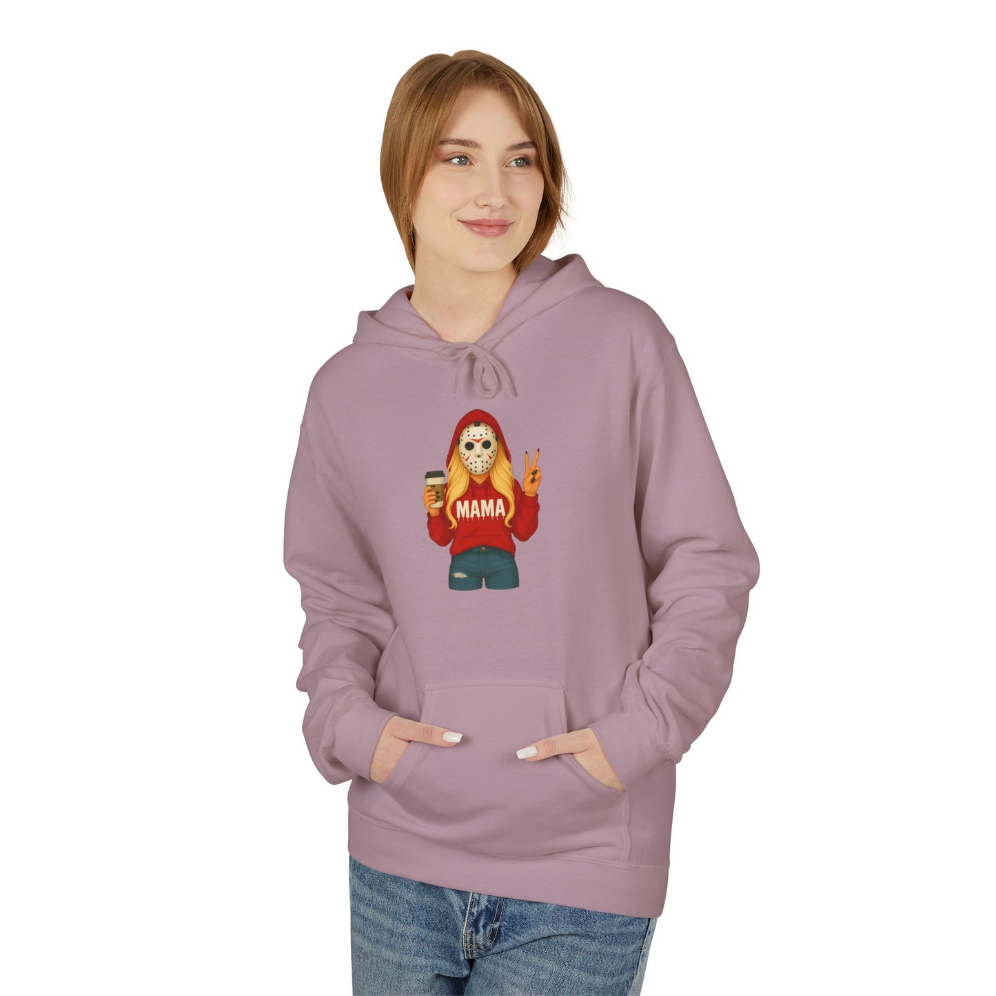 Cozy Coffee Girl Graphic Hoodie — Cute Peace Sign Coffee Cup Sweatshirt