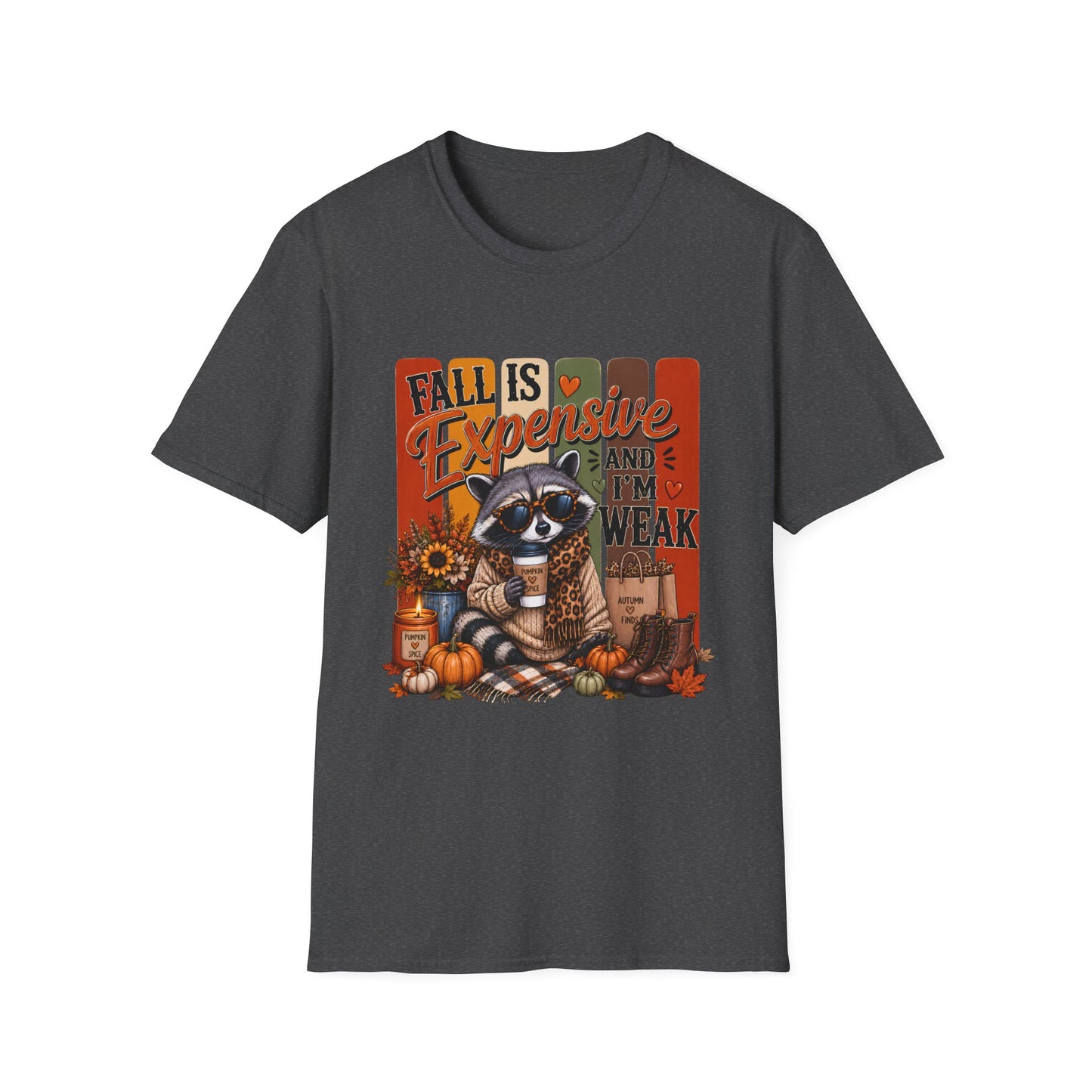 Fall Is Expensive Tee — Cute Raccoon Pumpkin Autumn Graphic Shirt