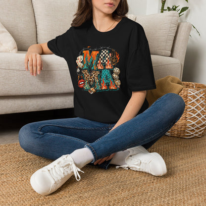 Mama Graphic T-Shirt — Country Western Leopard & Checkerboard Vintage Tattoo Style