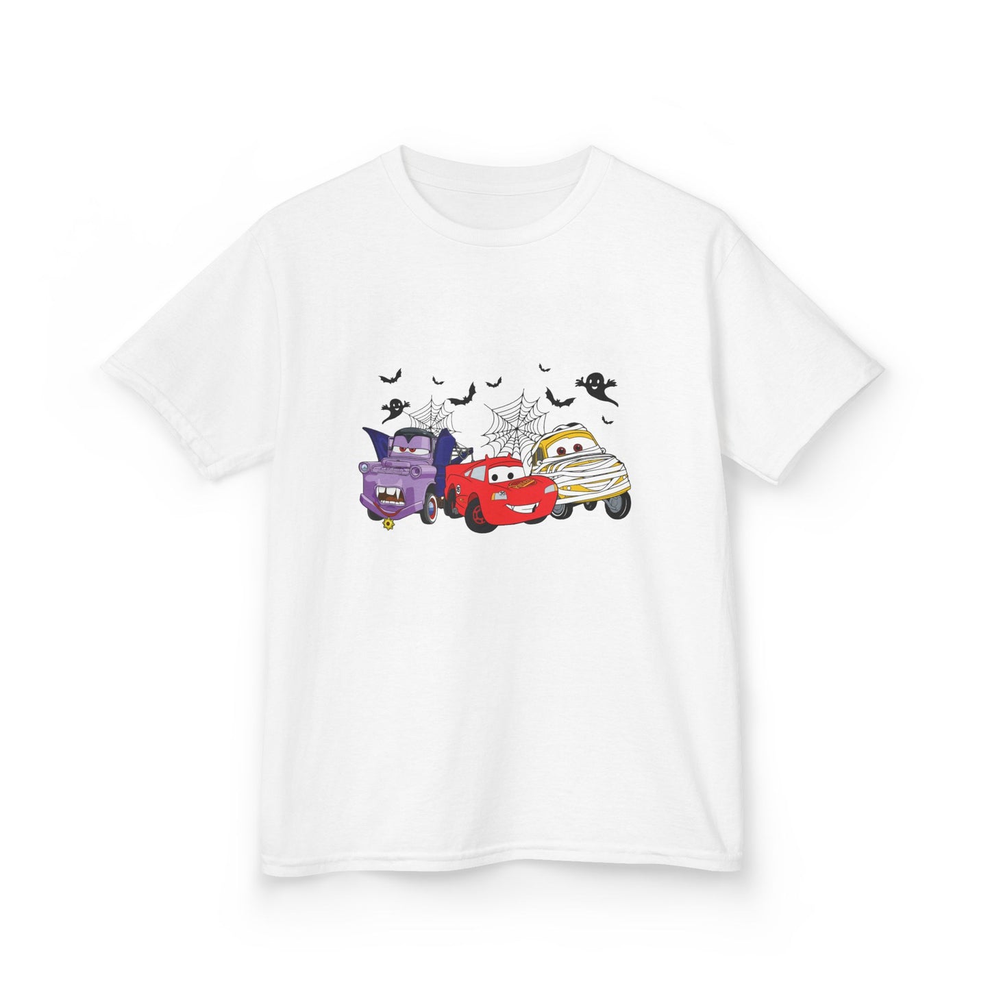 Kids Halloween Monster Cars Tee — Cute Spooky Racing Trucks Design