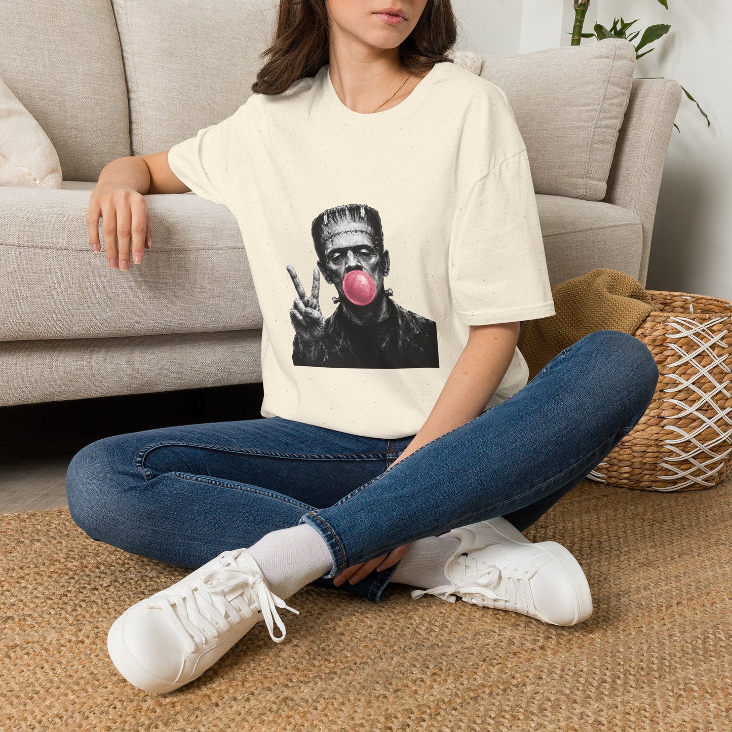 Frankenstein Bubblegum T-Shirt — Funny Retro Monster Graphic Tee
