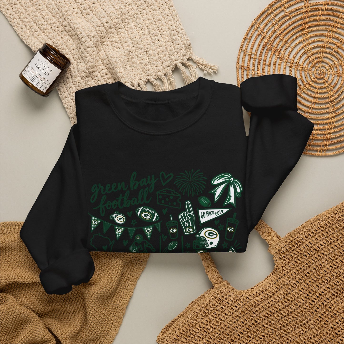 Green Bay Football Doodle Crewneck Sweatshirt