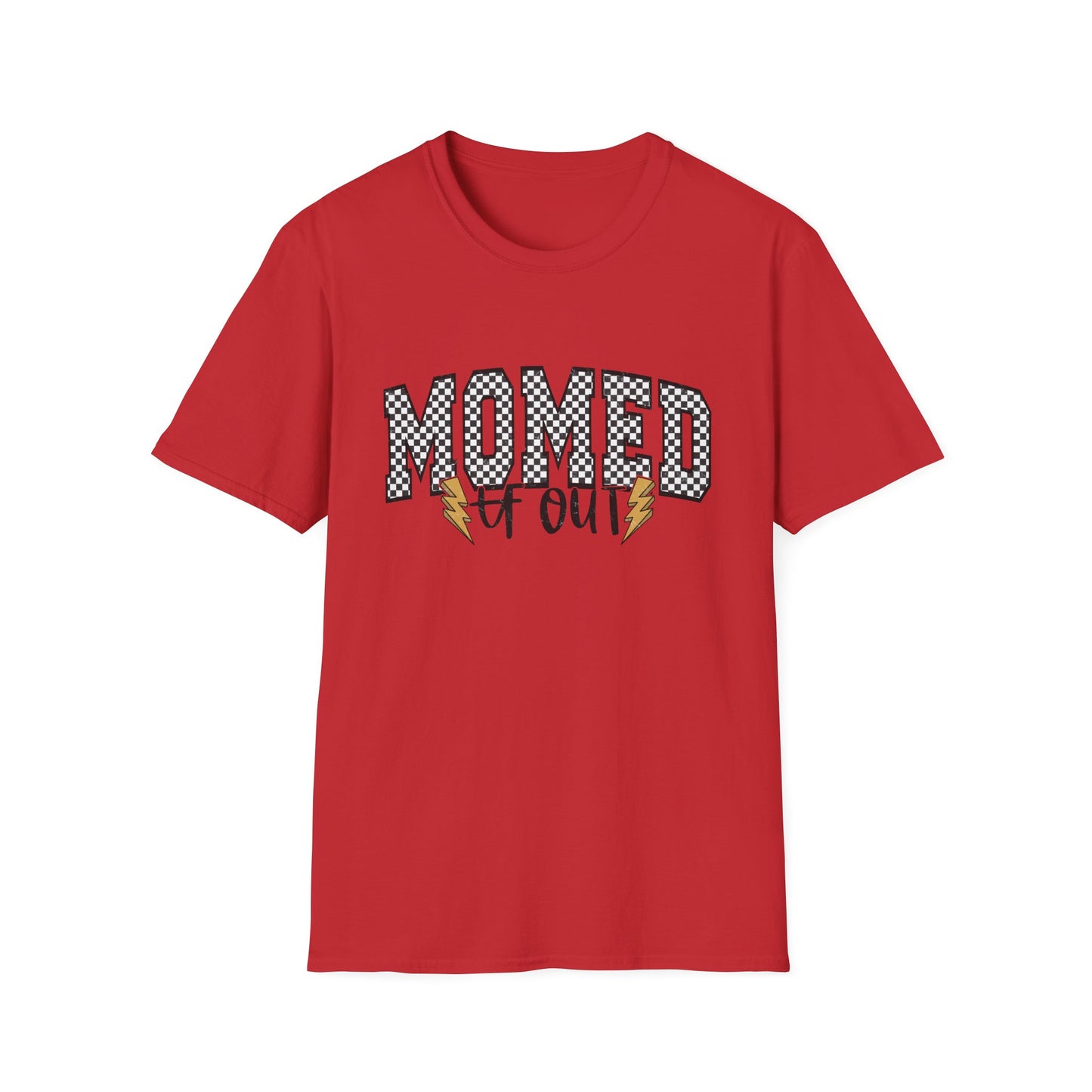Mom-ed Out T-Shirt — Funny Exhausted Mom Shirt with Lightning Bolts