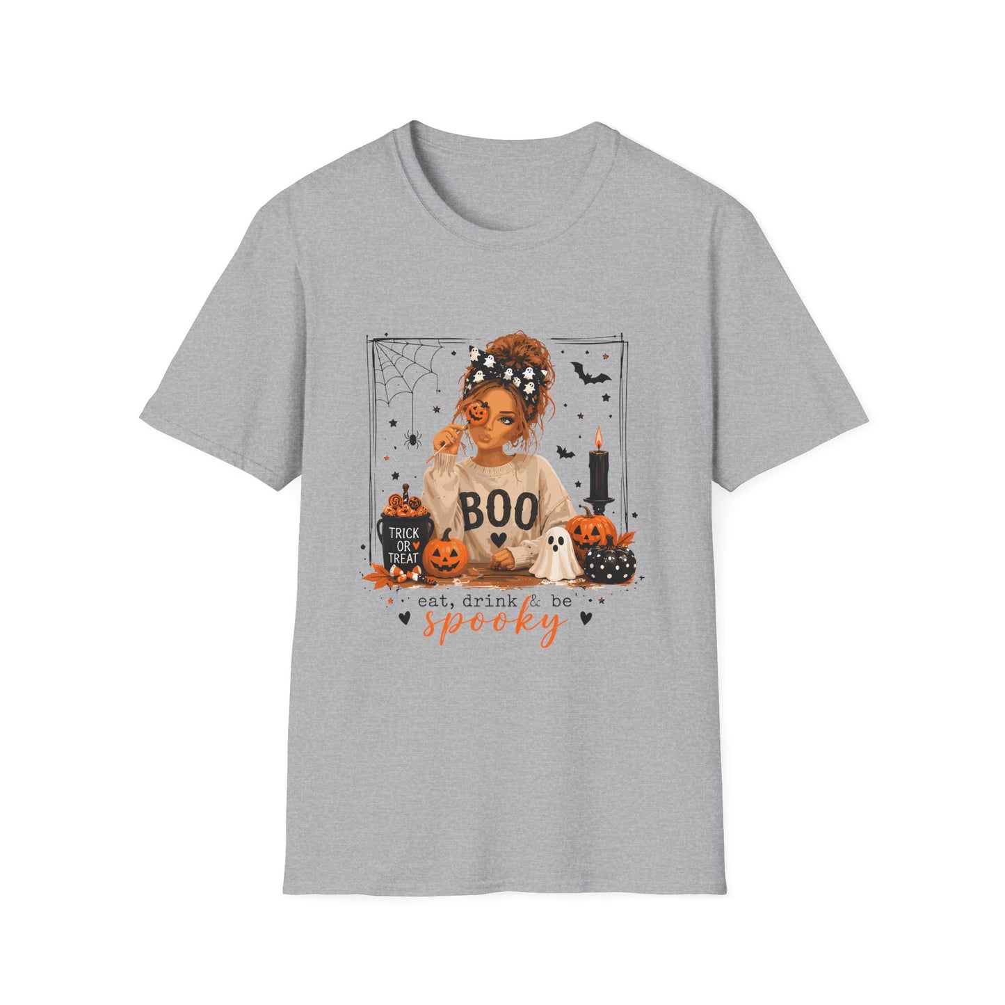 Halloween 'Boo' Girl T-Shirt — Cute Spooky Pumpkin & Candle Graphic Tee