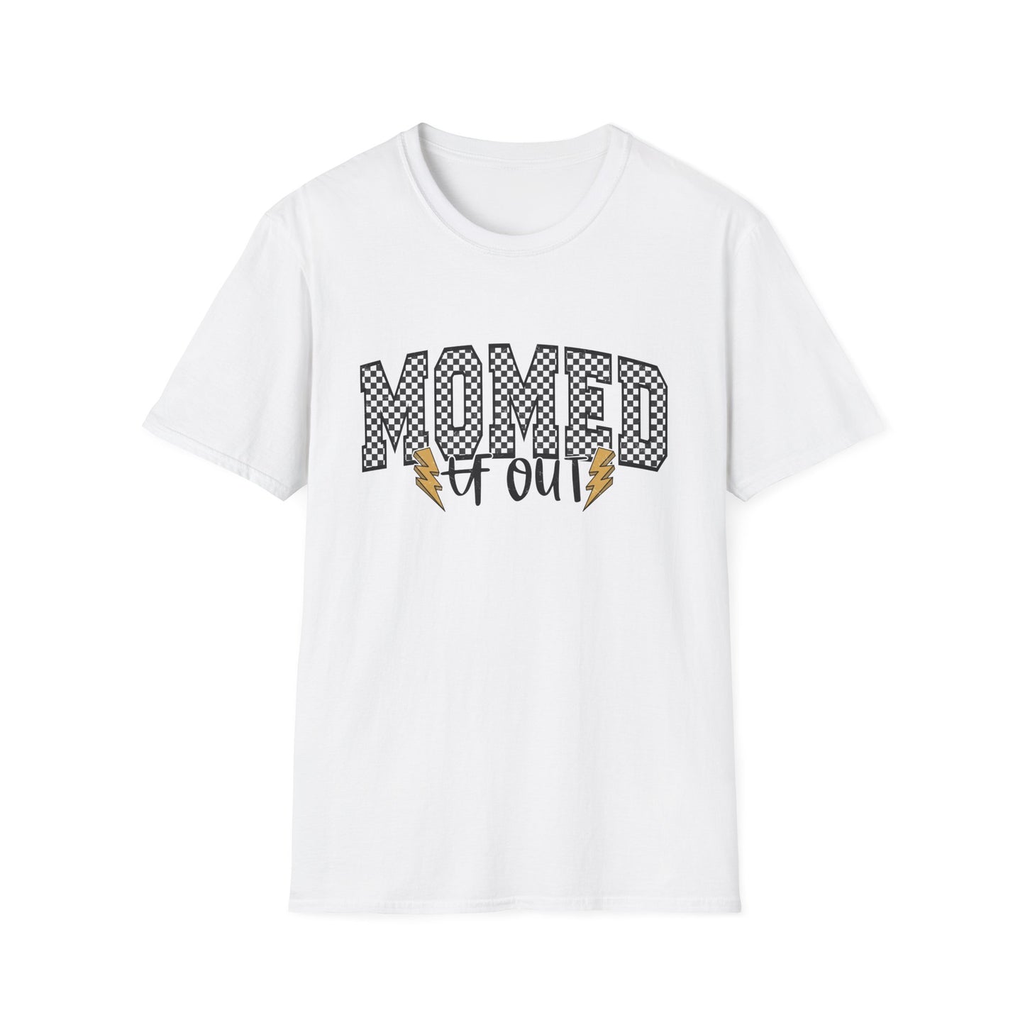 Mom-ed Out T-Shirt — Funny Exhausted Mom Shirt with Lightning Bolts