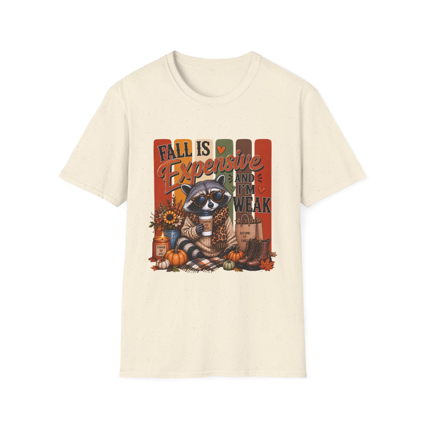 Fall Is Expensive Tee — Cute Raccoon Pumpkin Autumn Graphic Shirt