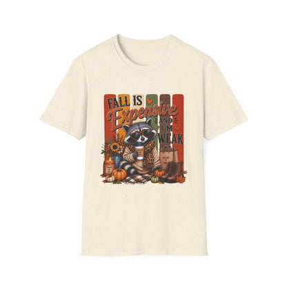 Fall Is Expensive Tee — Cute Raccoon Pumpkin Autumn Graphic Shirt