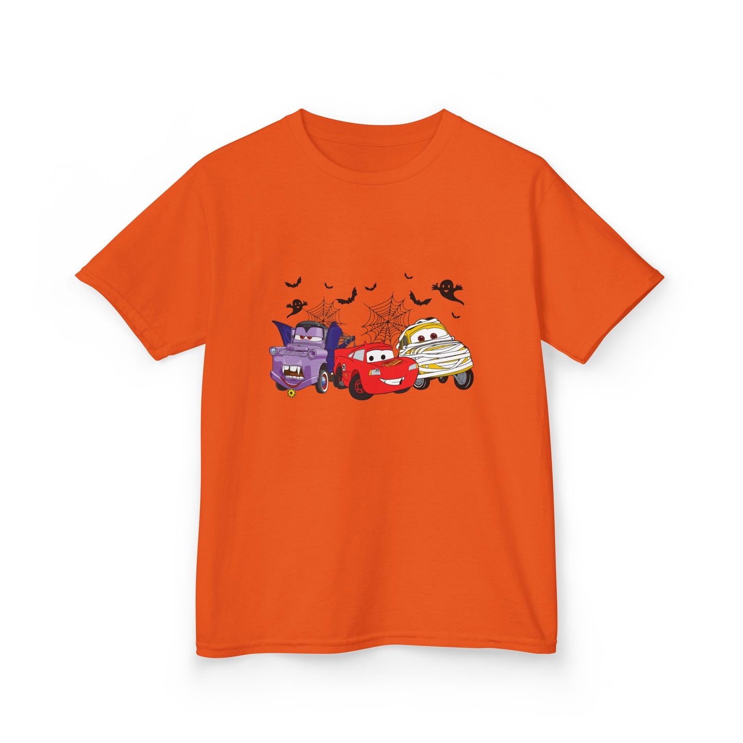 Kids Halloween Monster Cars Tee — Cute Spooky Racing Trucks Design