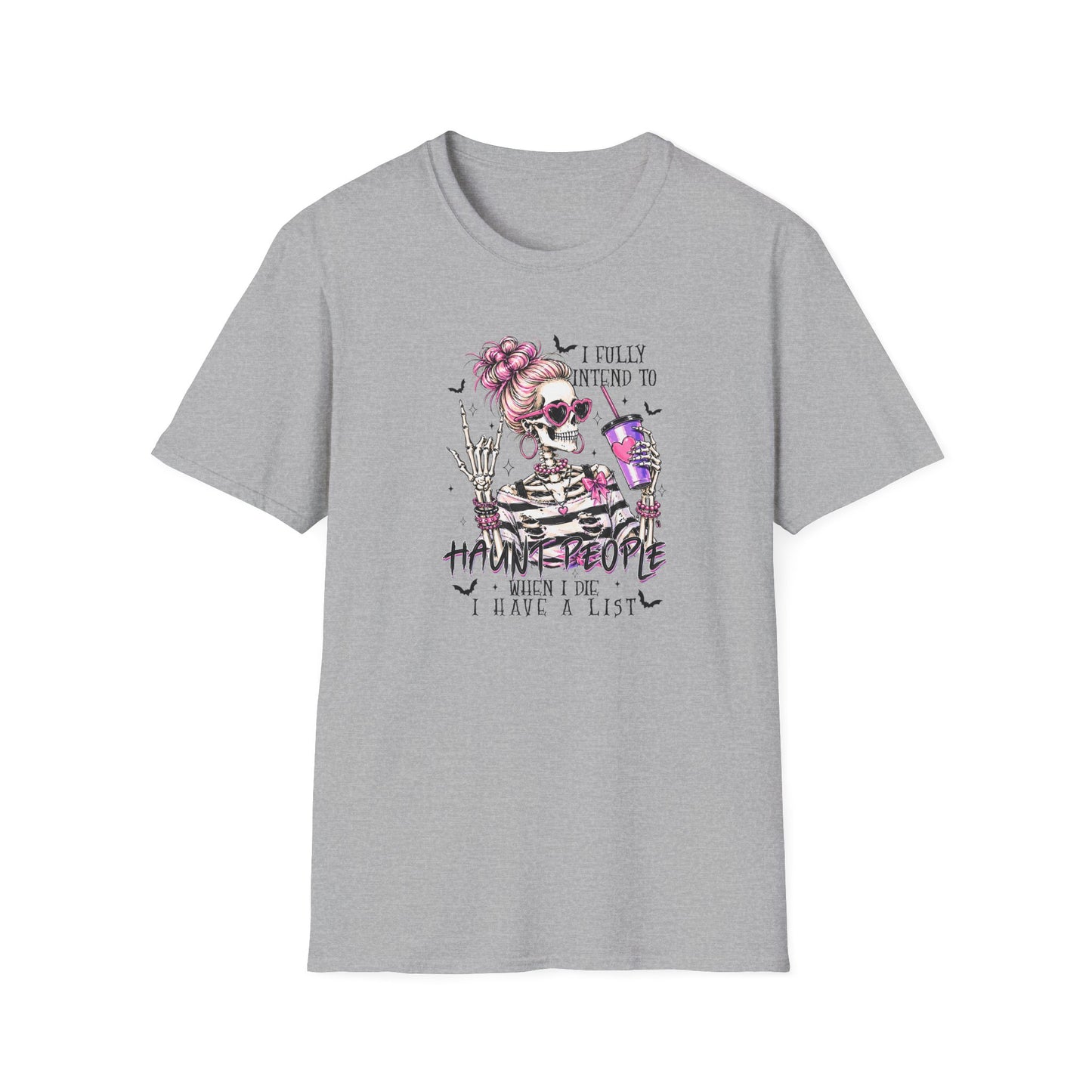 Skull With Drink T-Shirt — "I Fully Intend to Have a Nice Time" Gothic Floral Tee