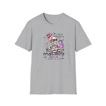 Skull With Drink T-Shirt — "I Fully Intend to Have a Nice Time" Gothic Floral Tee