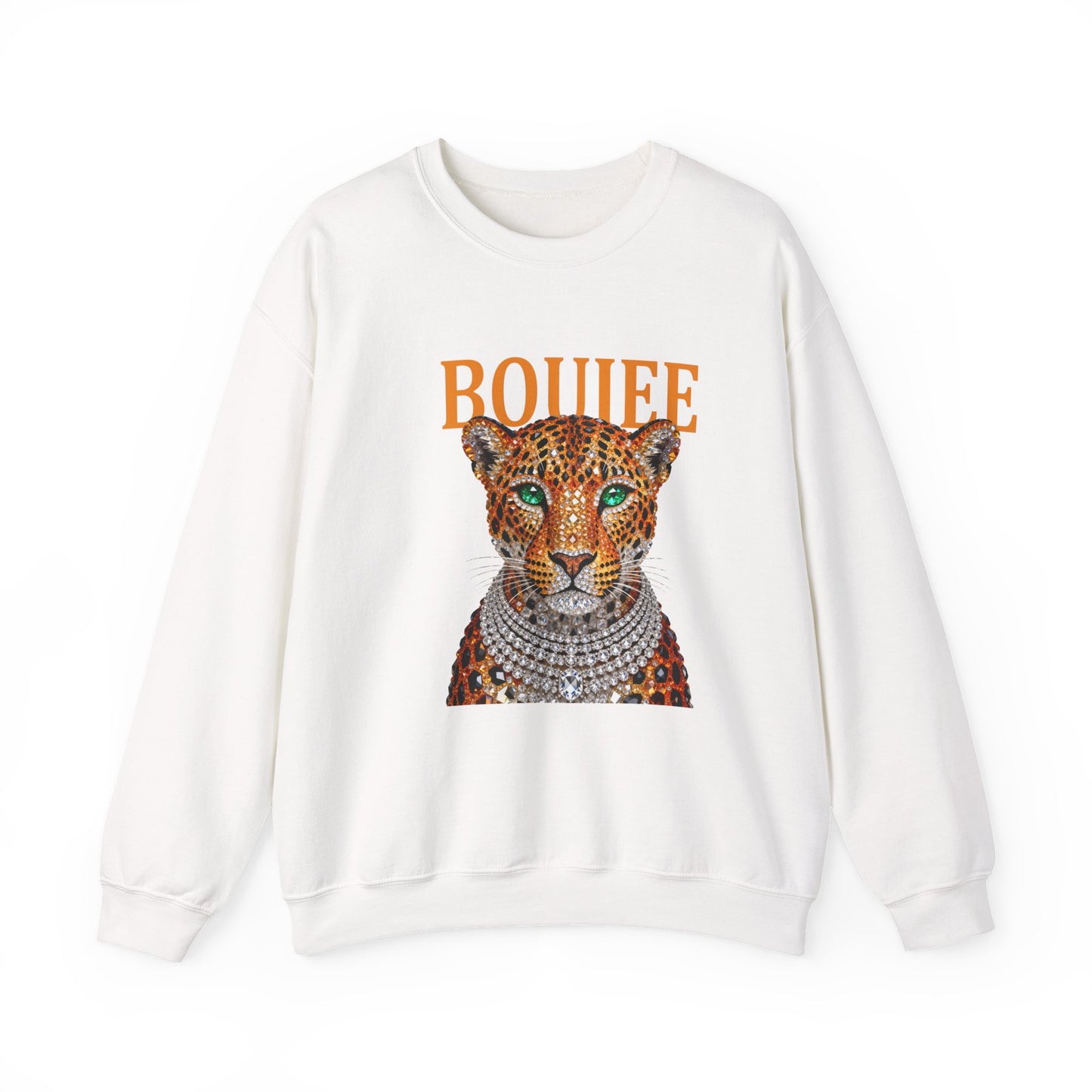 Boujee Leopard Sweatshirt — Graphic Crewneck with Jeweled Cheetah Design