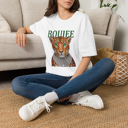 Boujee Leopard T-Shirt — Stylish Women’s Graphic Tee with Jeweled Cat Design