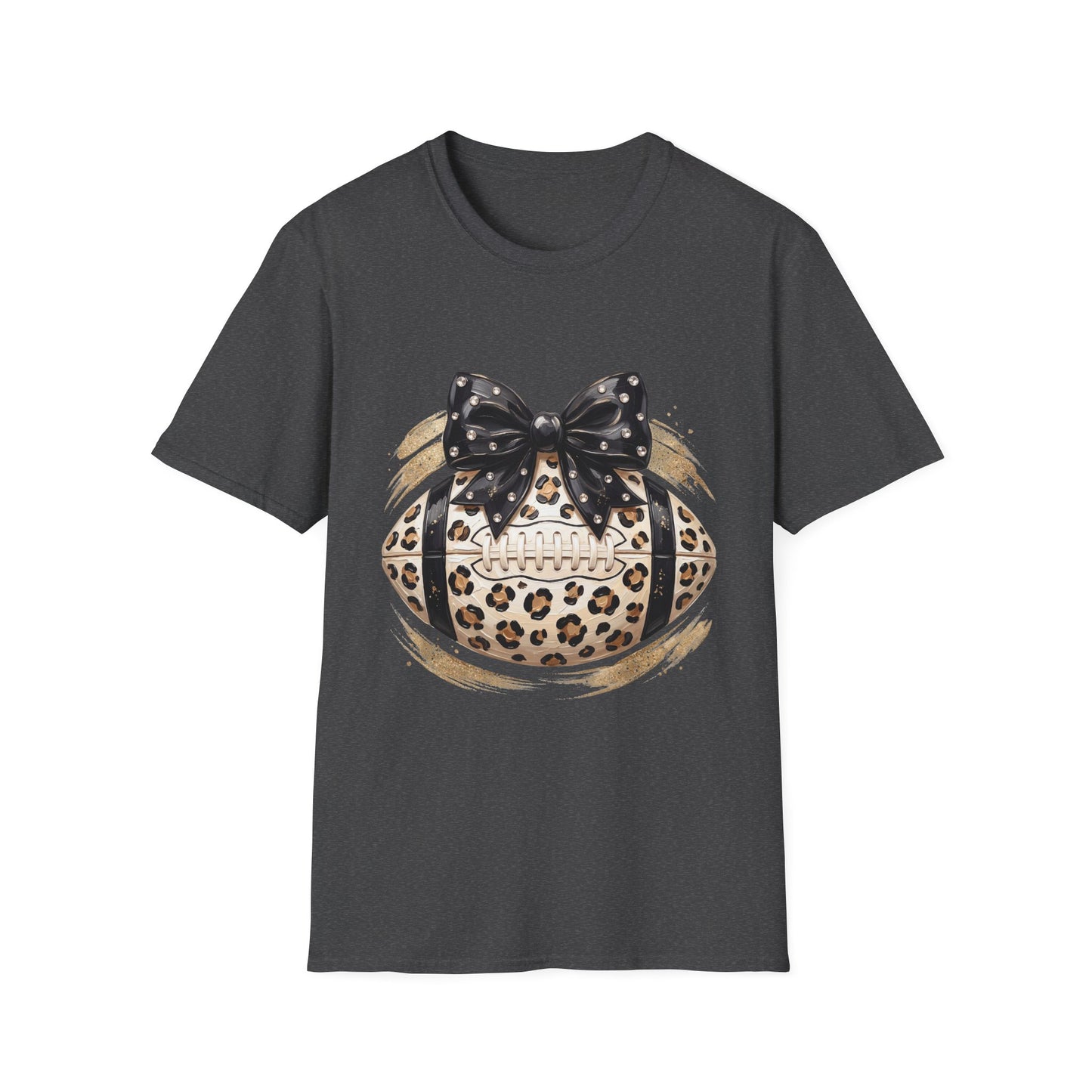 Leopard Circle Graphic Tee — Studded Black Bow Design