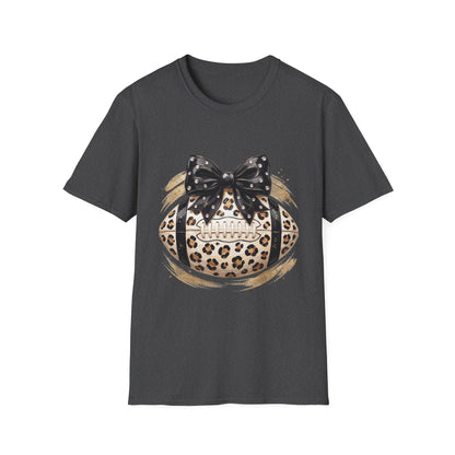 Leopard Circle Graphic Tee — Studded Black Bow Design