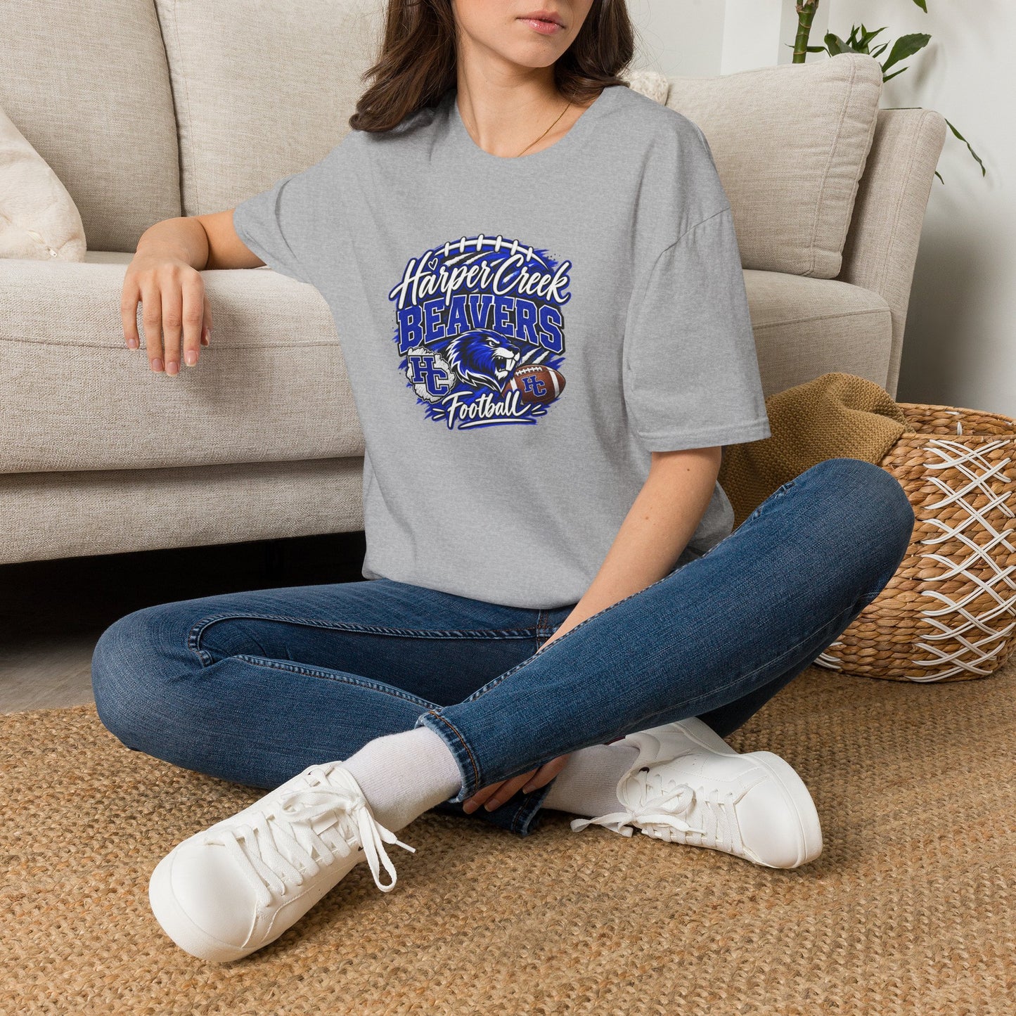 Harper Creek Beavers Football T-Shirt — Team Logo Tee