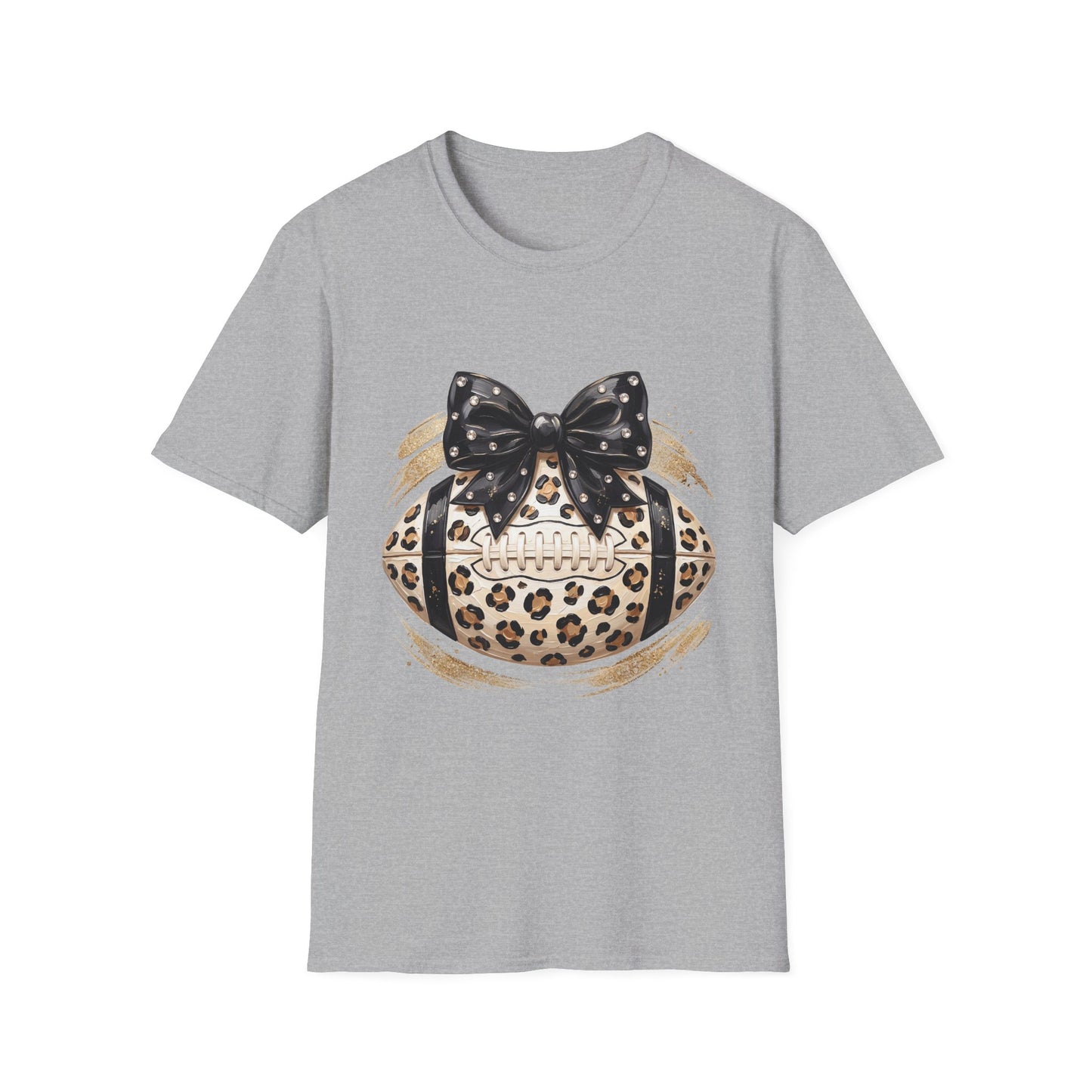 Leopard Circle Graphic Tee — Studded Black Bow Design