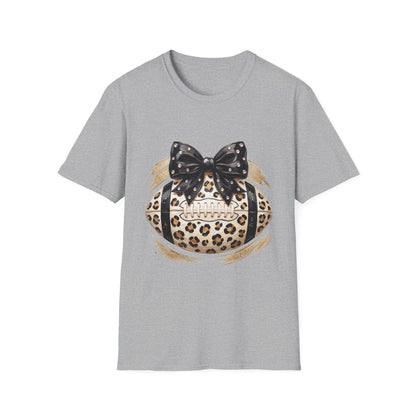 Leopard Circle Graphic Tee — Studded Black Bow Design