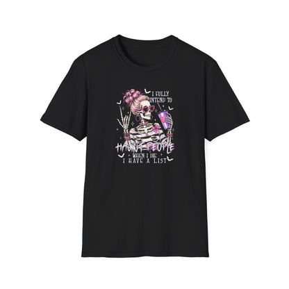 Skeleton Girl Graphic T-Shirt – Cute Skull with Sunglasses & Drink