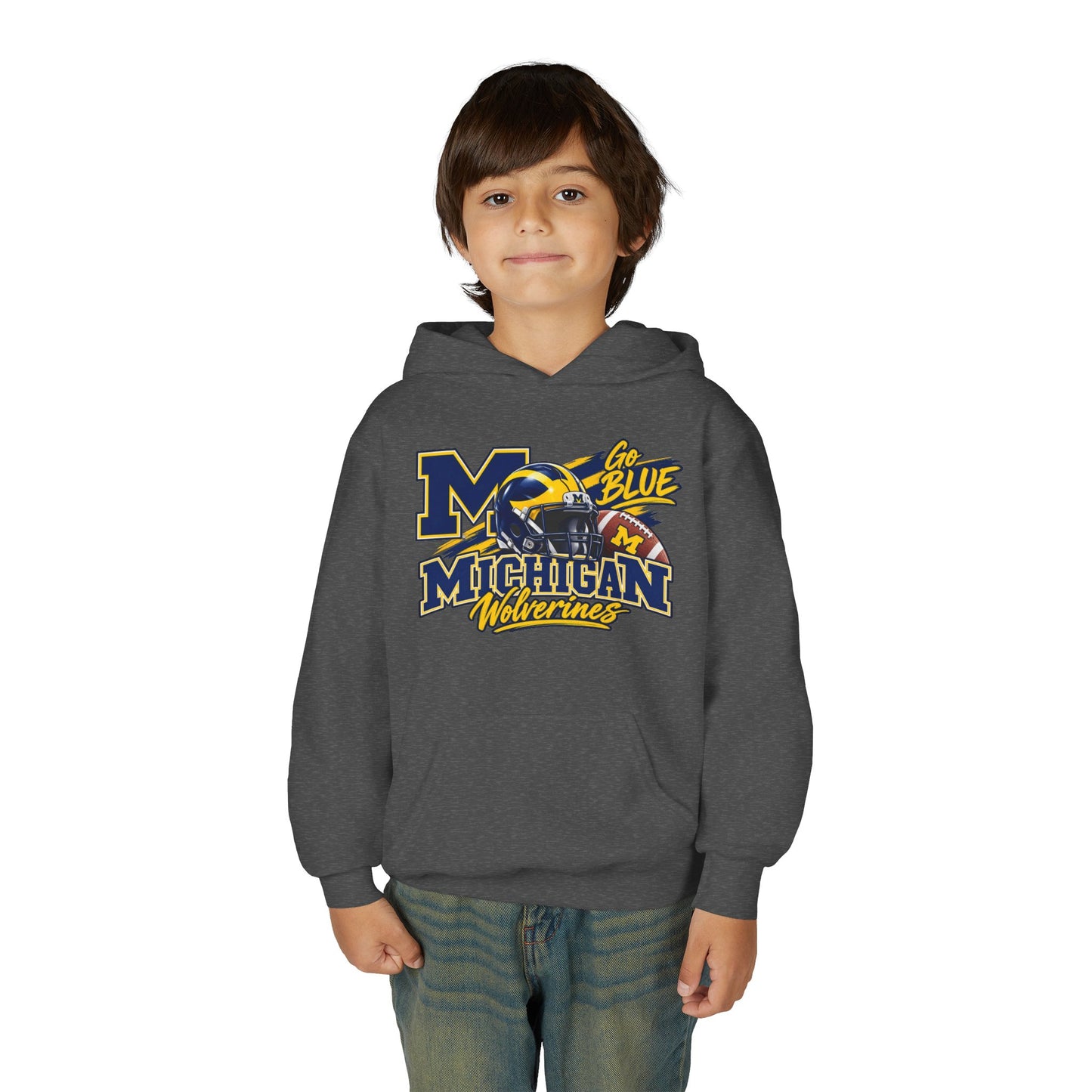 Michigan Wolverines Youth Hoodie – Go Blue Football Logo Pullover