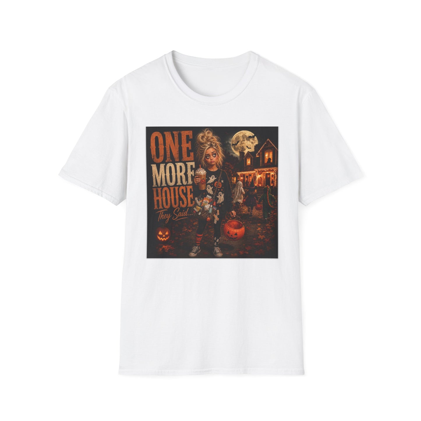 Halloween Tee – "One More House" Spooky Night Graphic T-Shirt