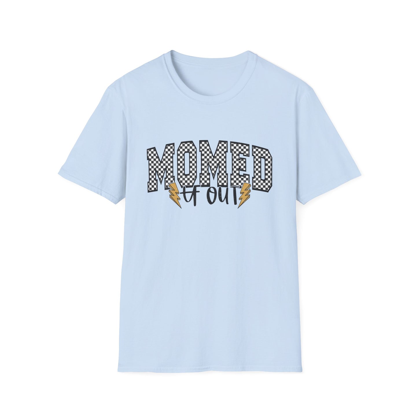 Mom-ed Out T-Shirt — Funny Exhausted Mom Shirt with Lightning Bolts