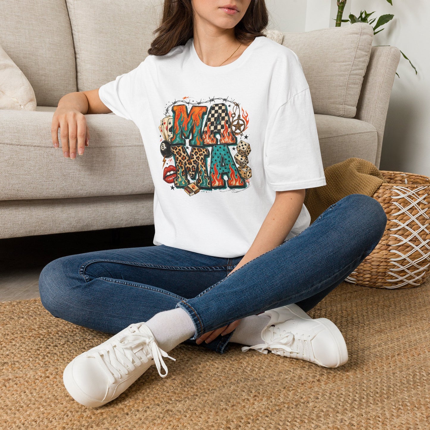 Mama Graphic T-Shirt — Country Western Leopard & Checkerboard Vintage Tattoo Style
