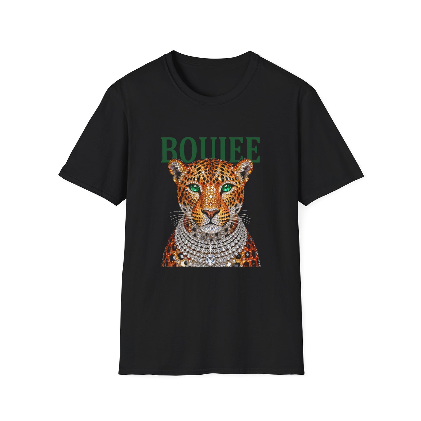 Boujee Leopard T-Shirt — Stylish Women’s Graphic Tee with Jeweled Cat Design