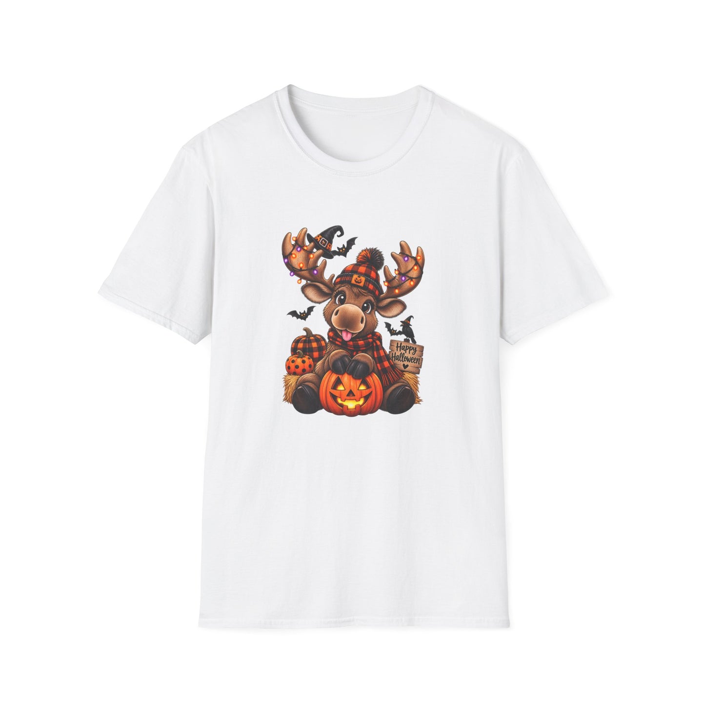 Halloween Moose T-Shirt — Cute Moose in Pumpkin Hat Halloween Tee