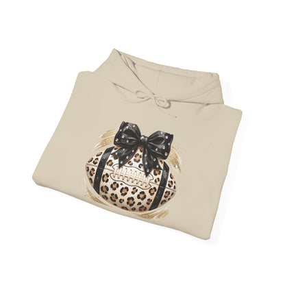 Leopard Print Pumpkin Hoodie with Black Bow — Fall Halloween Sweatshirt