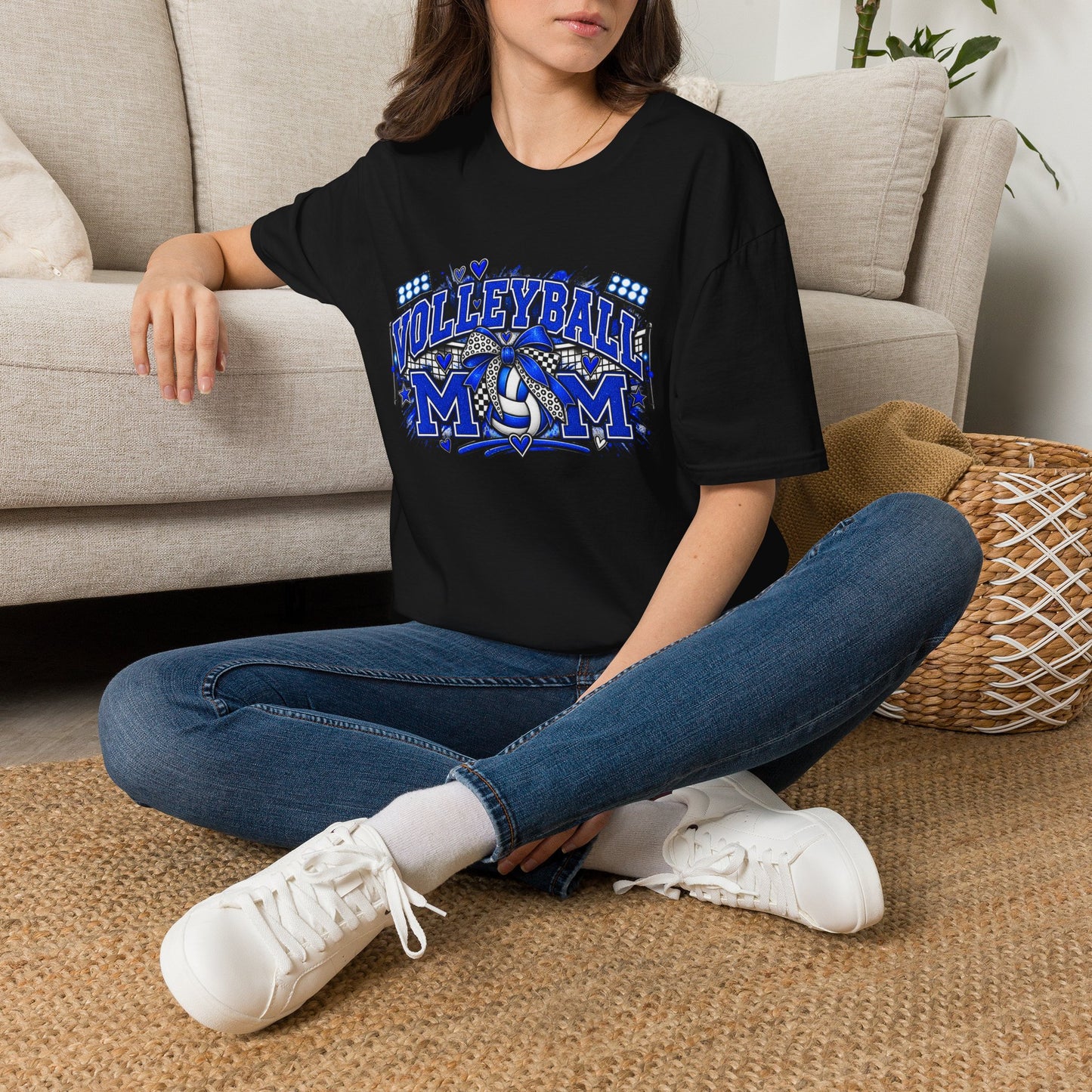 Volleyball Mom T-Shirt — Blue Team Spirit Design