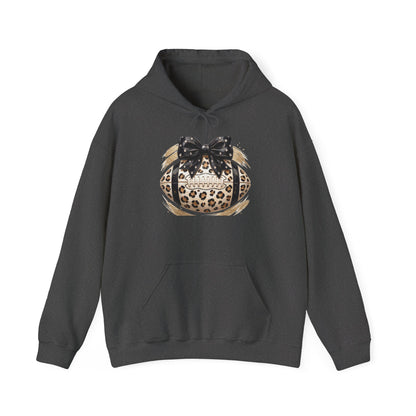 Leopard Print Pumpkin Hoodie with Black Bow — Fall Halloween Sweatshirt