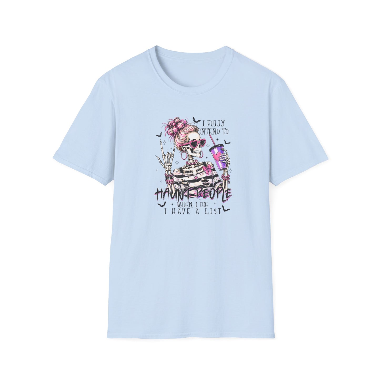 Skull With Drink T-Shirt — "I Fully Intend to Have a Nice Time" Gothic Floral Tee