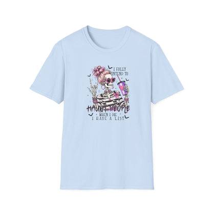 Skull With Drink T-Shirt — "I Fully Intend to Have a Nice Time" Gothic Floral Tee