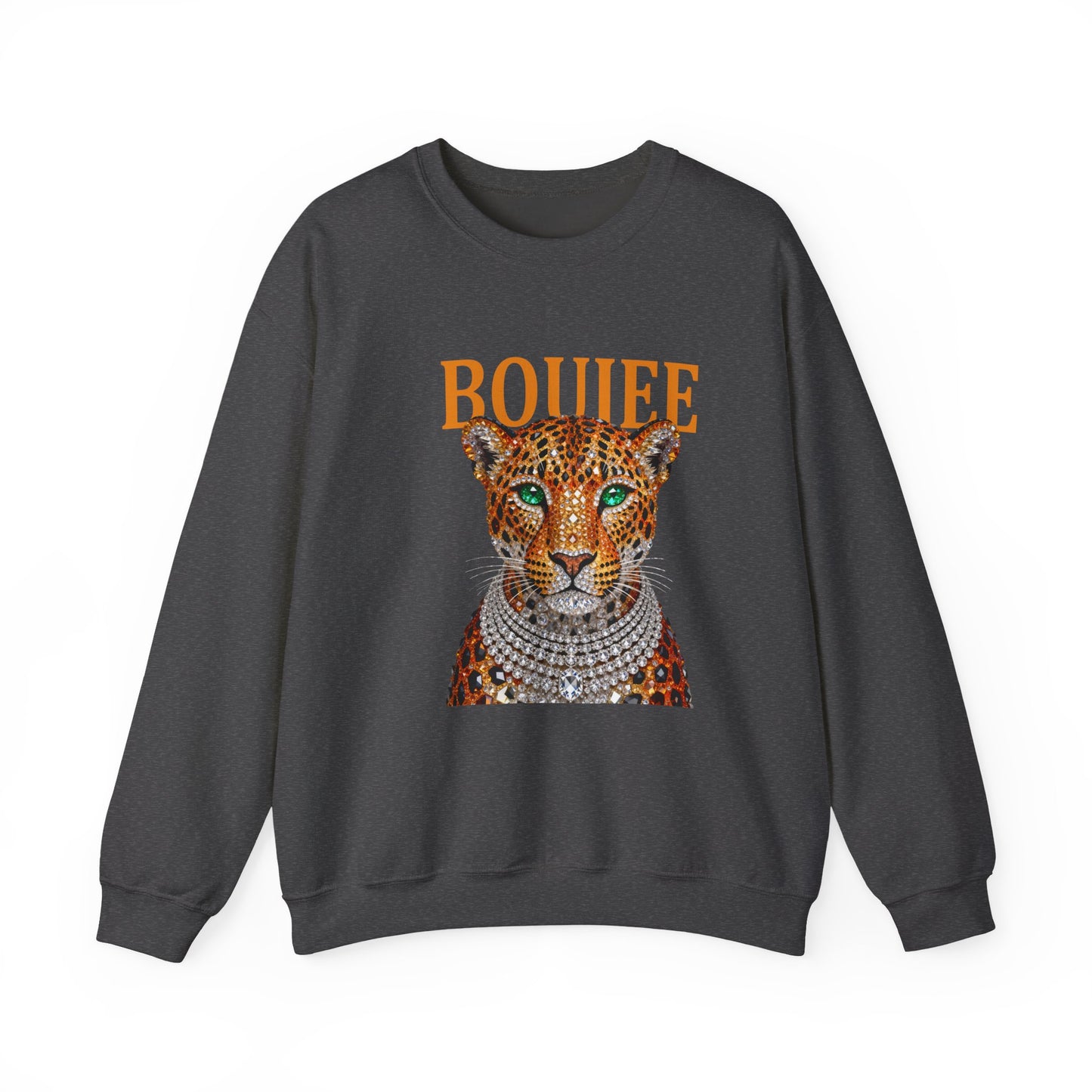Boujee Leopard Sweatshirt — Graphic Crewneck with Jeweled Cheetah Design