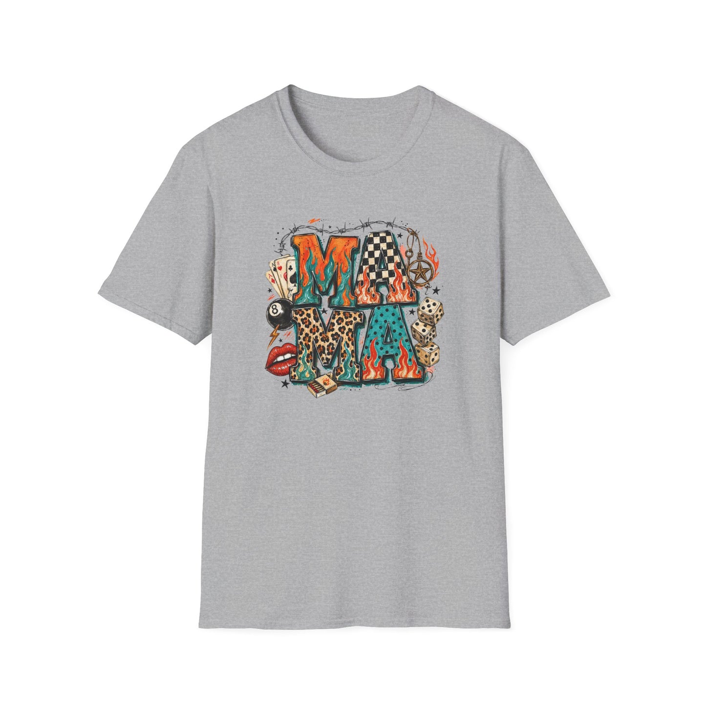 Mama Graphic T-Shirt — Country Western Leopard & Checkerboard Vintage Tattoo Style
