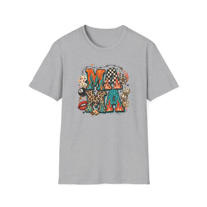 Mama Graphic T-Shirt — Country Western Leopard & Checkerboard Vintage Tattoo Style