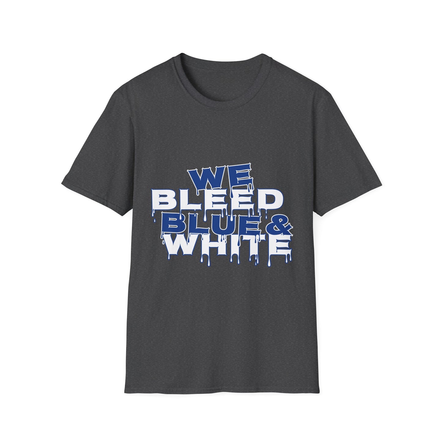 We Bleed Blue & White T-Shirt — Sports Fan Graphic Tee