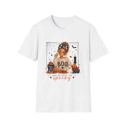Halloween 'Boo' Girl T-Shirt — Cute Spooky Pumpkin & Candle Graphic Tee
