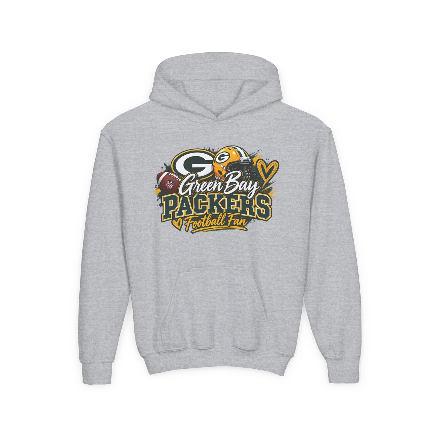 Green Bay Packers Youth Football Fan Hoodie – Team Logo Pullover