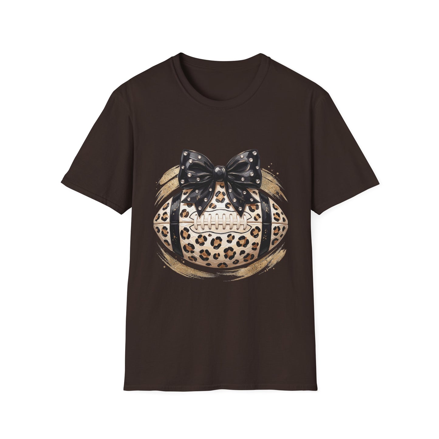 Leopard Circle Graphic Tee — Studded Black Bow Design