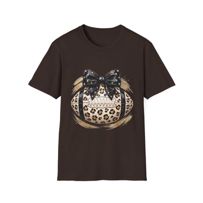 Leopard Circle Graphic Tee — Studded Black Bow Design
