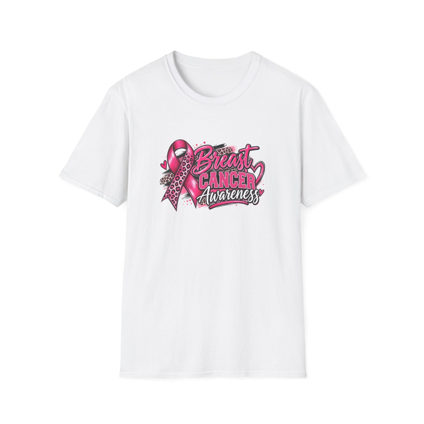 Breast Cancer Awareness T-Shirt — Pink Ribbon Leopard Design