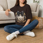 Leopard Circle Graphic Tee — Studded Black Bow Design