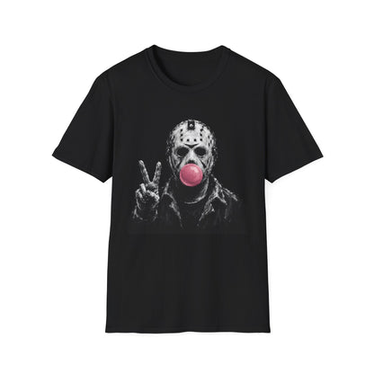 Hockey Mask Bubblegum T‑Shirt — Jason Peace Sign Graphic Tee