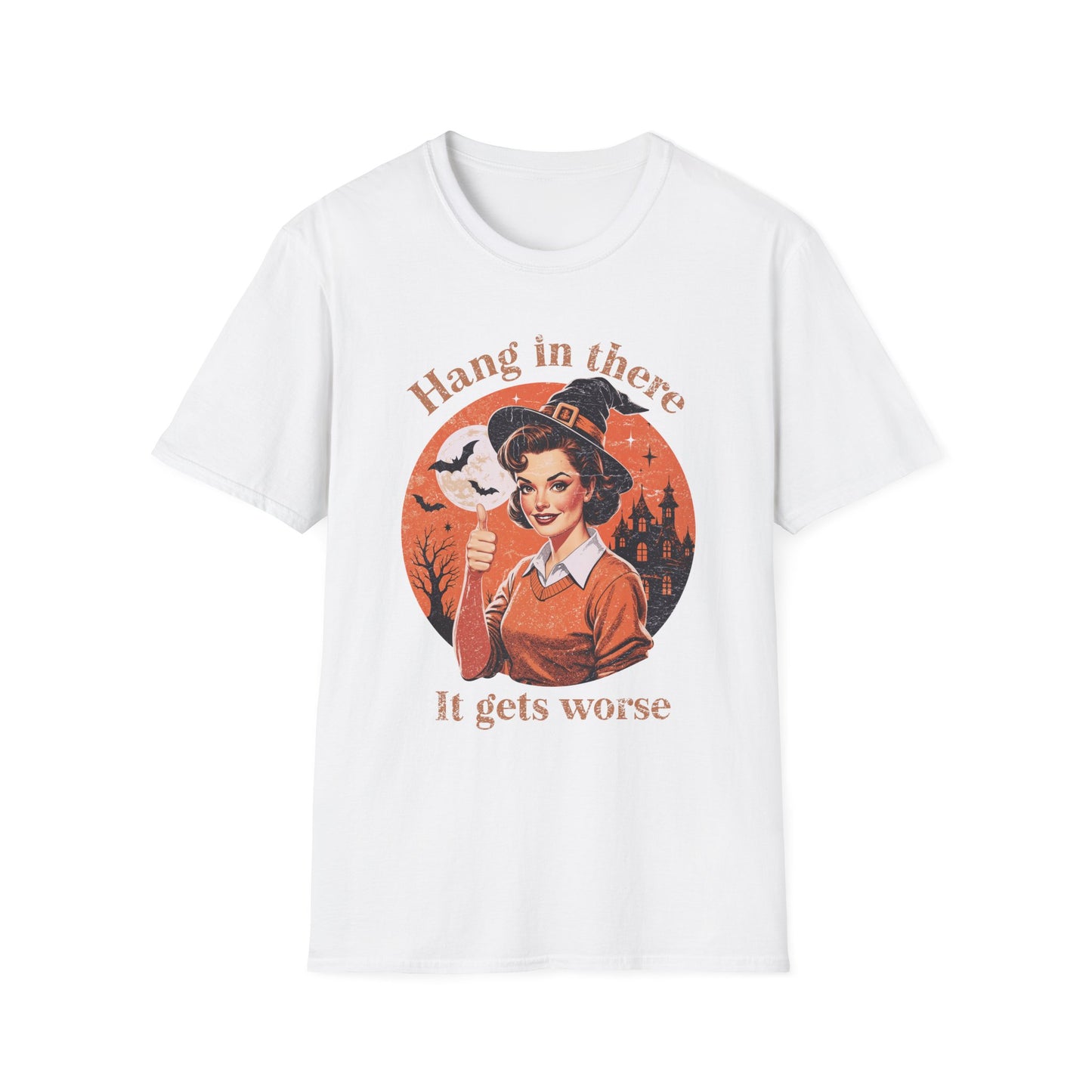 Hang In There Witch T-Shirt — Retro Halloween Graphic Tee