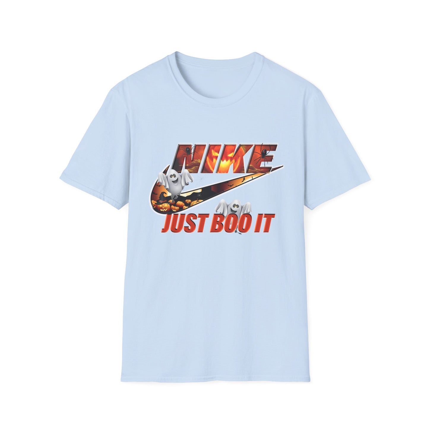 Halloween 'Just Boo It' Graphic T-Shirt — Playful Ghost Nike-Inspired Design