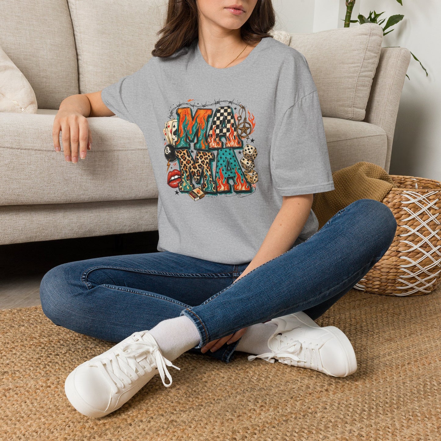 Mama Graphic T-Shirt — Country Western Leopard & Checkerboard Vintage Tattoo Style